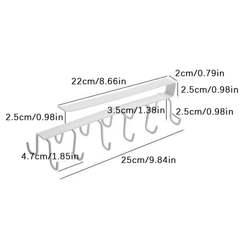 Double-row Hooks Kitchen Cupboard Shelf