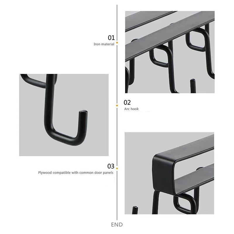 Double-row Hooks Kitchen Cupboard Shelf
