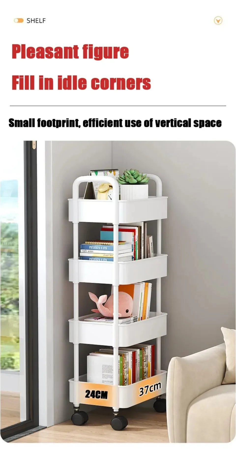 Bookshelf Storage Trolley