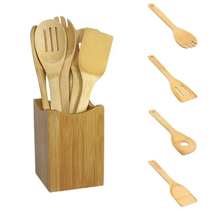 Bamboo Spoon Spatula Kitchen